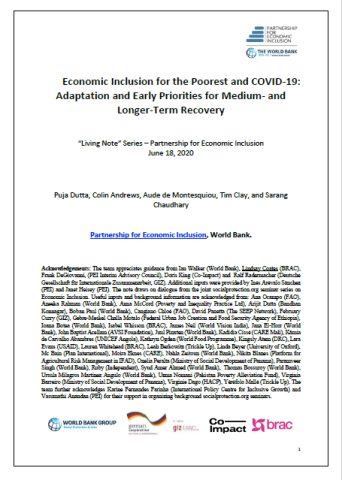 Economic Inclusion for the Poorest and COVID-19 Report Cover 